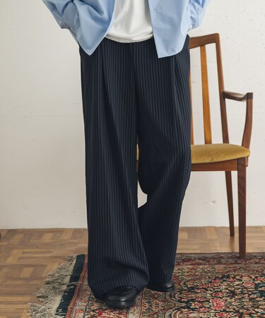 ピンストライプタックワイドスラックス