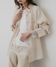 保湿レースヘムレイヤードカットソー