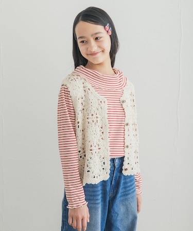 『150サイズあり』メローフリルリブカラーTシャツ(KIDS)