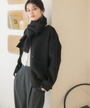 カシミヤビーバーストール付ノーカラーコート