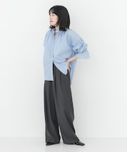 『UR TECH SMOOTHLUXE』ウール混タックギャザーストレートパンツ