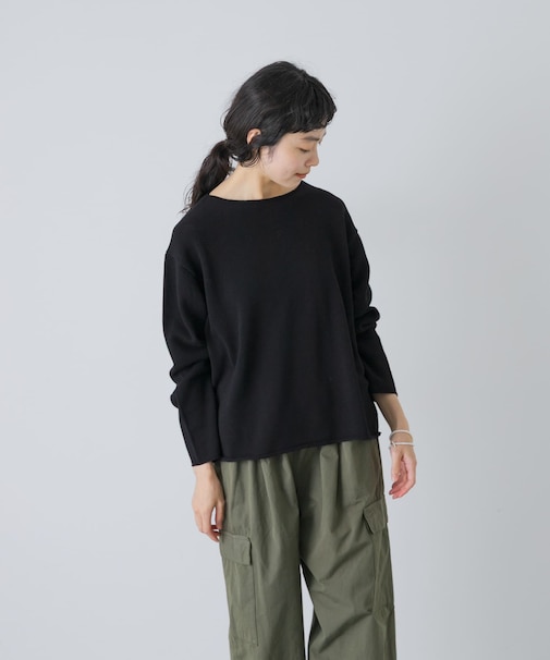 ドライコットンボートネックニット