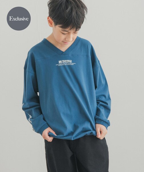 『150サイズあり』『別注』Russell Athletic×DOORS フットボールロングスリーブTシャツ(KIDS)