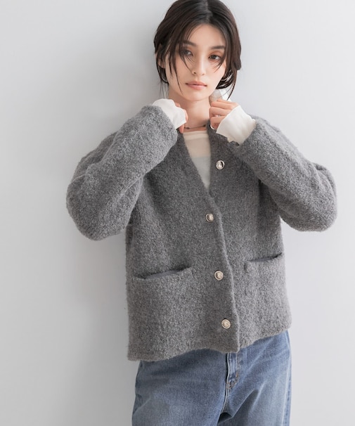 『WEB／一部店舗限定』ウール混ブークレニットジャケット