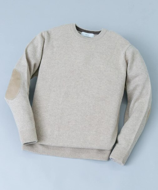 『XLサイズあり』ハミルトンラムズウールエルボーパッチニット