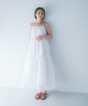 MARILYN MOON SHEER TIERED DRESS