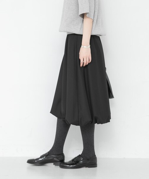 『UR TECH SMOOTHLUXE』ウール混バルーンギャザースカート