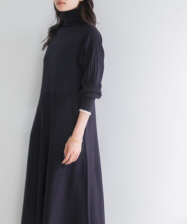 『WEB/一部店舗限定』タートルネックデザインスリーブワンピース