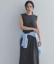 ノースリーブカットリブワンピース