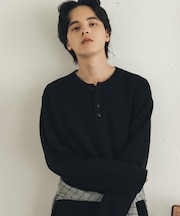 『一部WEB限定カラー』『洗濯可/静電気防止/毛玉防止』ストレッチヘンリーネックニット