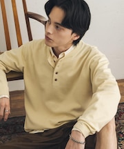 『一部WEB限定カラー』『洗濯可/静電気防止/毛玉防止』ストレッチヘンリーネックニット