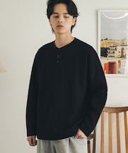ワッフルヘンリーネックロングTシャツ
