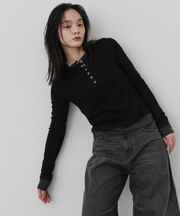 ヘンリーネックレイヤードトップ
