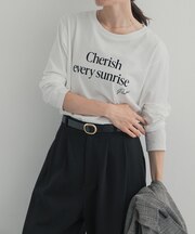 フロッキーロゴプリントロングTシャツ