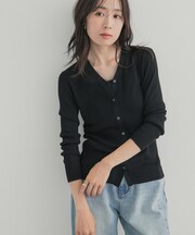 『WEB限定』Vネックリブカーディガン
