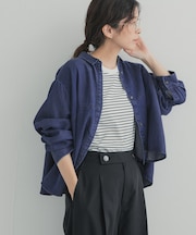 デニム切替ショート丈シャツ