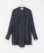 MARILYN MOON CRYSTAL PLEATS SATIN SHIRTS