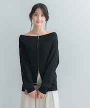 ウール混2WAYネックジップニット