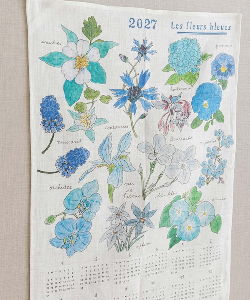 fog linen work 2027 リネン カレンダー いろいろなブルーの花