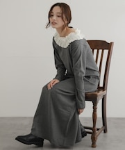 『WEB限定』フリルネックニットワンピース