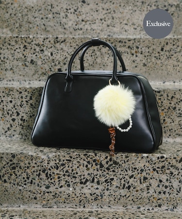 『別注』AJUGA.×RODE SKO　ファーチャーム付きボストンバッグ
