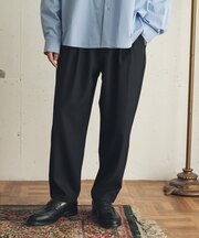 『イージーケア/速乾』ウールライク2タックテーパードパンツ