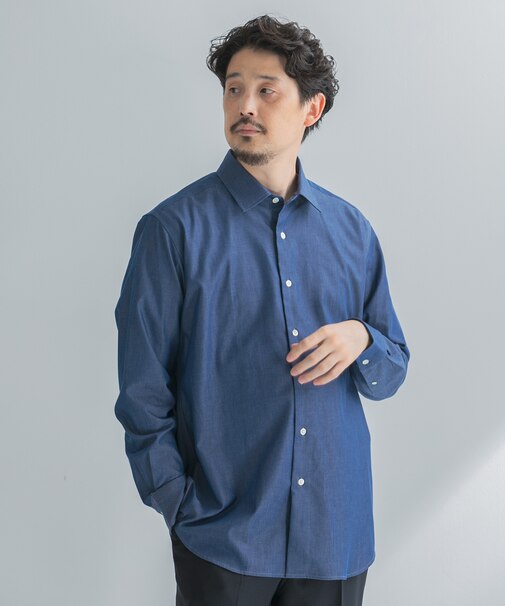 LIFE STYLE TAILOR ショートワイドデニムライクシャツ