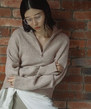 Melange Wool Half-Zip Knit