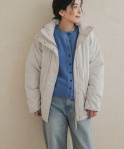 グリーンダウン撥水ステッチレスミドルコート