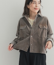 製品染めコーデュロイショートシャツ
