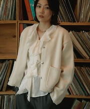 Wool Knit Stole Set Jacket