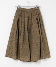 SOIL FLOWER PRINT GATHERED SKIRT