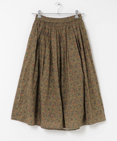 SOIL FLOWER PRINT GATHERED SKIRT