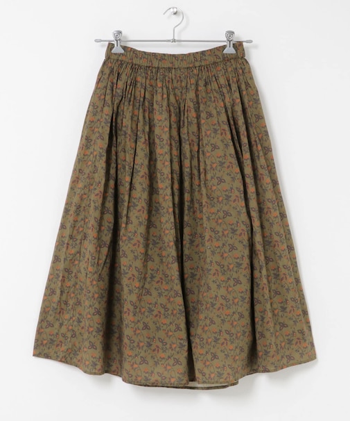 SOIL FLOWER PRINT GATHERED SKIRT