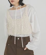 リボンフリンジニットビスチェ