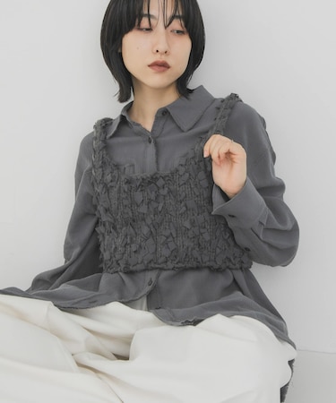 リボンフリンジニットビスチェ