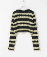 OPEN SESAME CLUB　MULTI BORDER CROPPED TOP