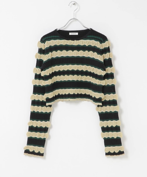 OPEN SESAME CLUB MULTI BORDER CROPPED TOP