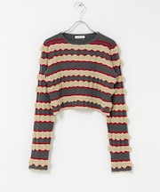 OPEN SESAME CLUB MULTI BORDER CROPPED TOP