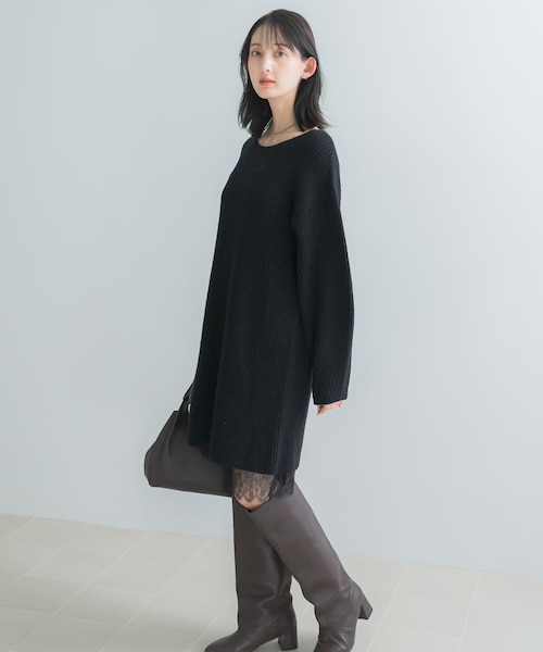 WEB限定』レースペチ付畦ニットミニワンピース｜アーバンリサーチの