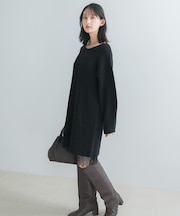 『WEB限定』レースペチ付畦ニットミニワンピース