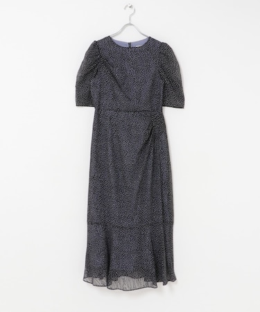 troisieme chaco カットジャガードドットプリントドレス