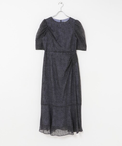 troisieme chaco カットジャガードドットプリントドレス