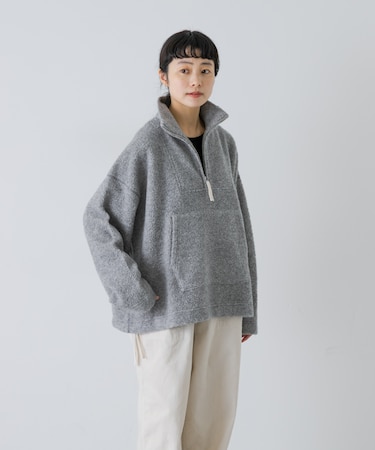 『手洗い可』ボアハーフジッププルオーバー