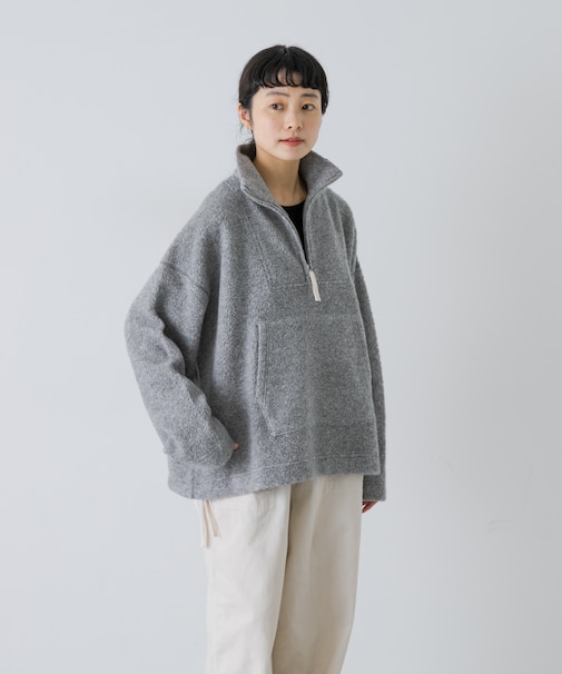 『手洗い可』ボアハーフジッププルオーバー