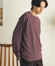 ブラッシュドボーダーロングTシャツ