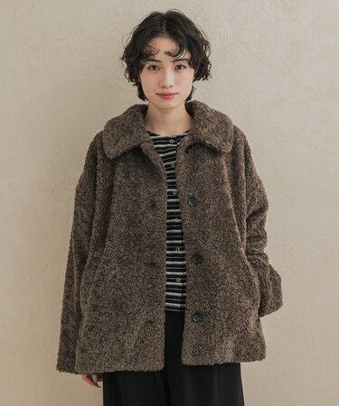 コクーンシルエットボアコート