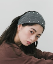 ボーダーニットスタッズヘアターバン
