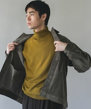 タートルネック カシミヤブレンドロングスリーブニット