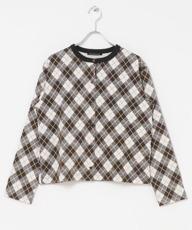 mizuiro ind ARGYLE PRINT CARDIGAN